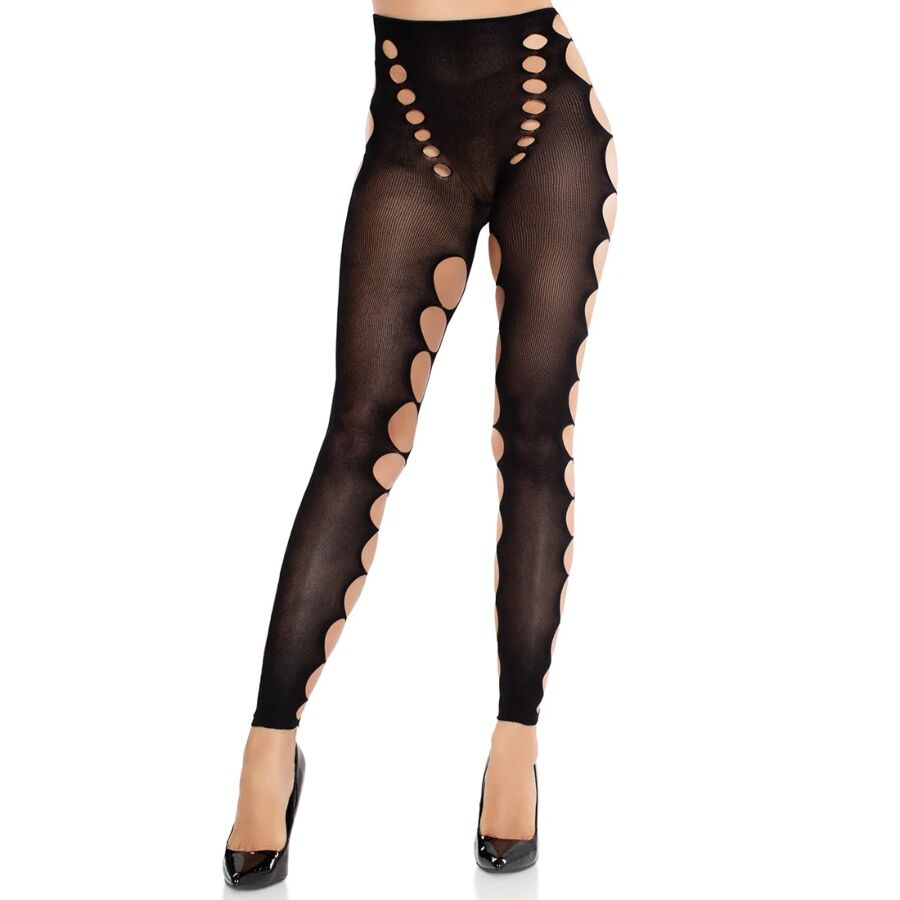 LEG AVENUE - CALZE COPRENTI SENZA CUCITURE CON TAGLIO AI PIEDI NERE - LEG AVENUE HOSIERY | Lingerie Harness Boutique