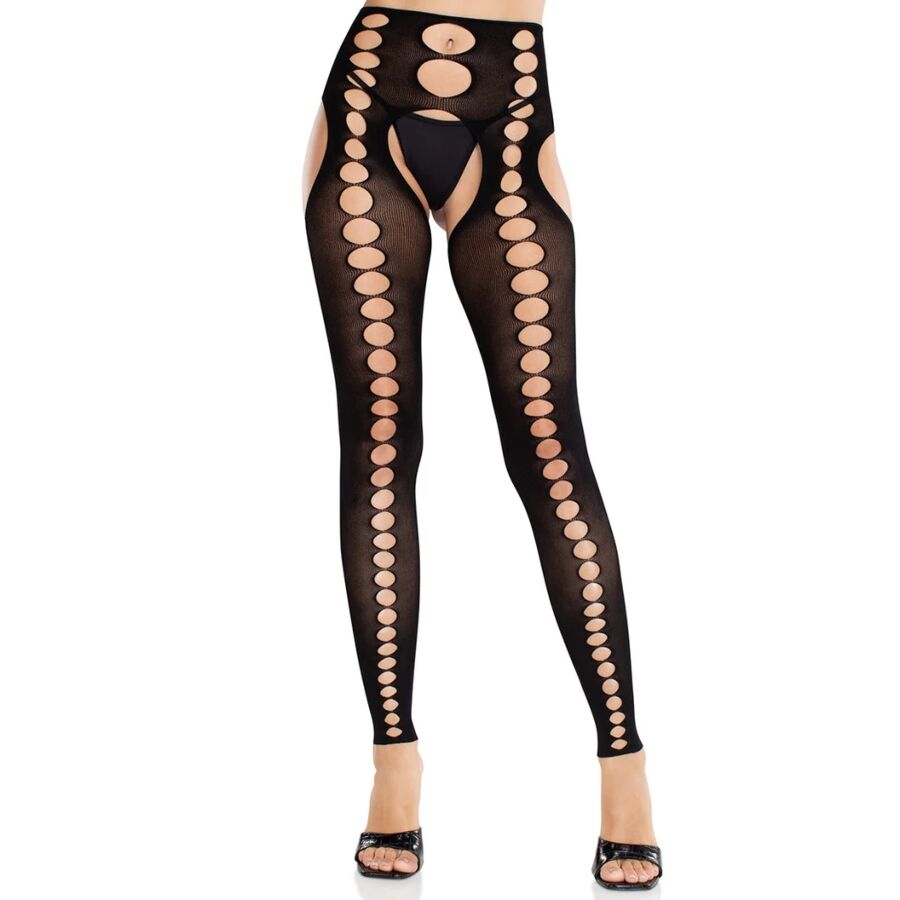 LEG AVENUE - CALZE COPRENTI SENZA CUCITURE SENZA SPALLINE NERE - LEG AVENUE HOSIERY | Lingerie Harness Boutique