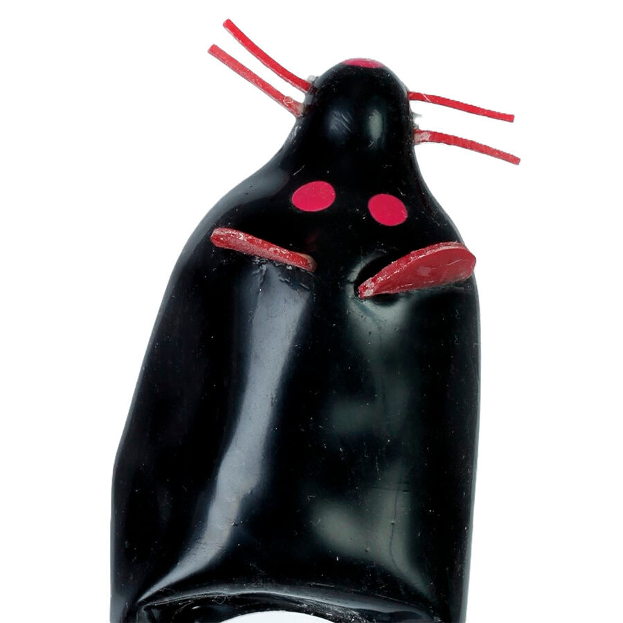 CONDOMERIE - PRESERVATIVI NOVITÀ DIPINTI A MANO BLACK MOUSE XL - CONDOMERIE | Lingerie Harness Boutique