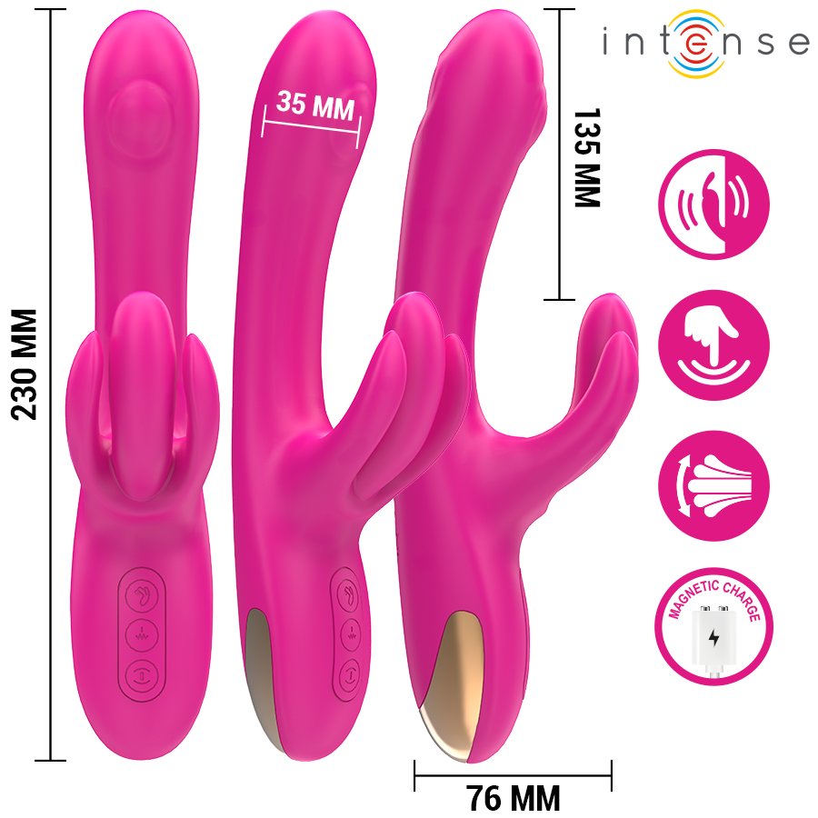 INTENSE - VIBRATORE MULTIFUNZIONE CONIGLIO BRITNEY 23 CM ROSA - INTENSE FUN | Lingerie Harness Boutique