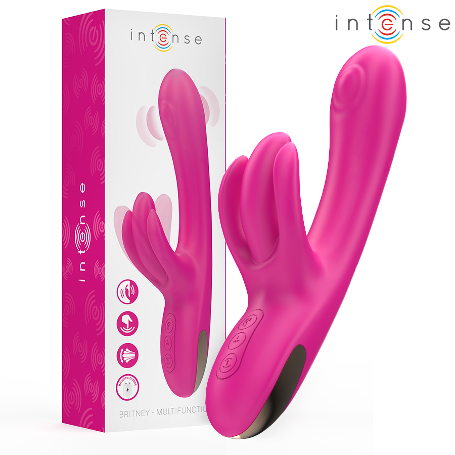INTENSE - VIBRATORE MULTIFUNZIONE CONIGLIO BRITNEY 23 CM ROSA - INTENSE FUN | Lingerie Harness Boutique