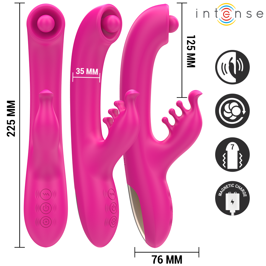 INTENSE - CHRISTINA VIBRATORE MULTIFUNZIONE RABBIT 22,5 CM ROSA - INTENSE FUN | Lingerie Harness Boutique