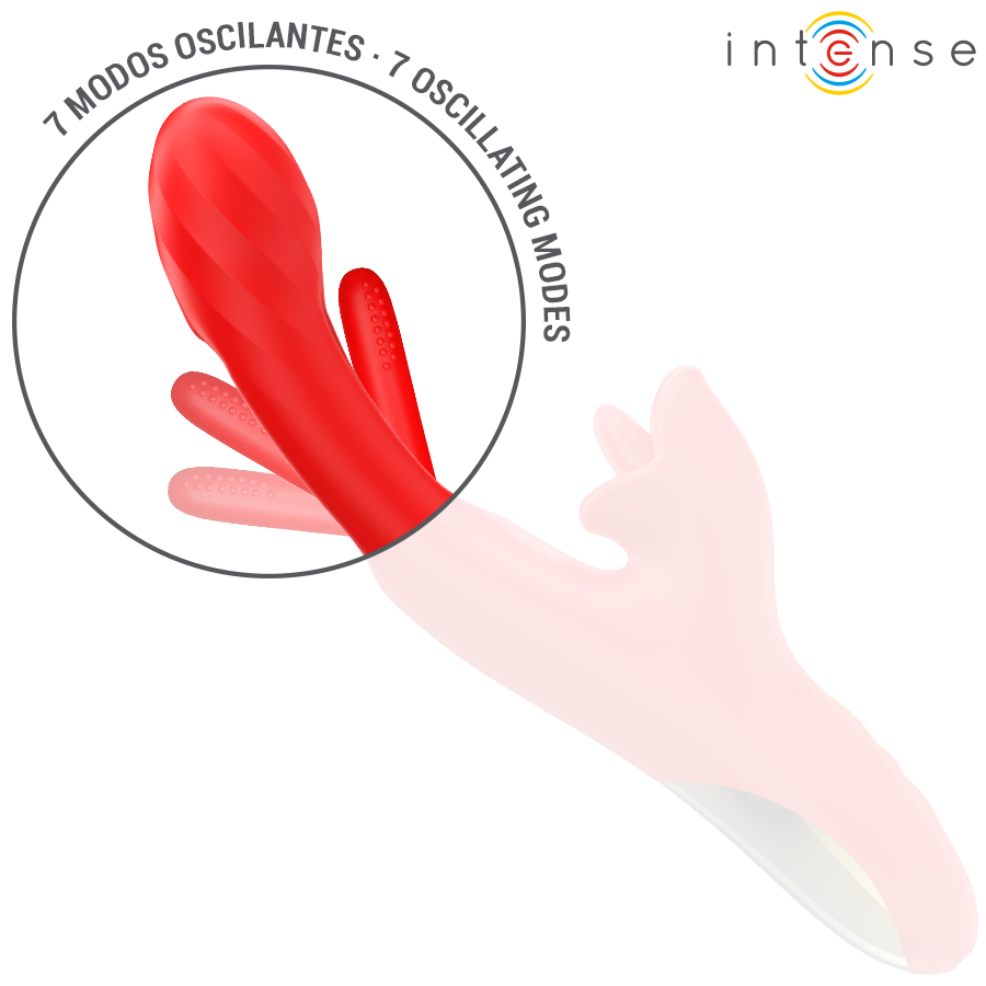 INTENSE - JESSICA VIBRATORE MULTIFUNZIONE STIMOLAZIONE CLITORIDE 24,8 CM ROSSO - INTENSE FUN | Lingerie Harness Boutique
