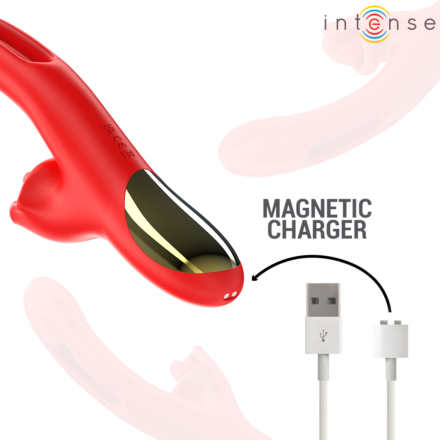 INTENSE - JESSICA VIBRATORE MULTIFUNZIONE STIMOLAZIONE CLITORIDE 24,8 CM ROSSO - INTENSE FUN | Lingerie Harness Boutique