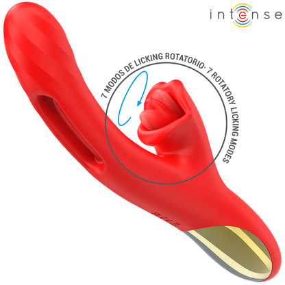 INTENSE - JESSICA VIBRATORE MULTIFUNZIONE STIMOLAZIONE CLITORIDE 24,8 CM ROSSO - INTENSE FUN | Lingerie Harness Boutique