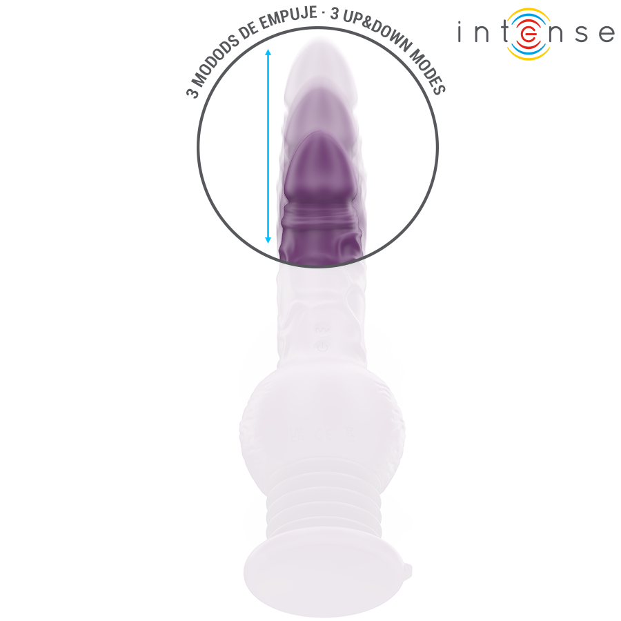 INTENSE - VIBRATORE MULTIFUNZIONE TATUM CON VIBRAZIONE SU E GIÙ 24 CM VIOLA - INTENSE FUN | Lingerie Harness Boutique