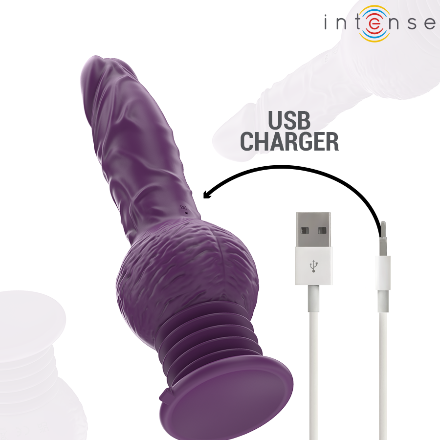 INTENSE - VIBRATORE MULTIFUNZIONE TATUM CON VIBRAZIONE SU E GIÙ 24 CM VIOLA - INTENSE FUN | Lingerie Harness Boutique