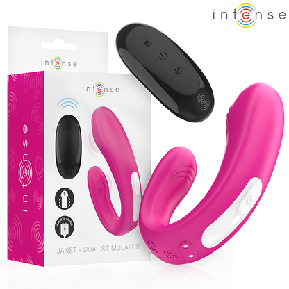 INTENSE - JANET DUAL STIMOLATORE E VIBRATORE A FORMA DI U CON TELECOMANDO ROSA - INTENSE COUPLES TOYS | Lingerie Harness Boutique