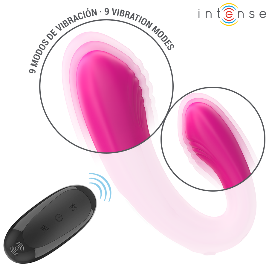 INTENSE - JANET DUAL STIMOLATORE E VIBRATORE A FORMA DI U CON TELECOMANDO ROSA - INTENSE COUPLES TOYS | Lingerie Harness Boutique