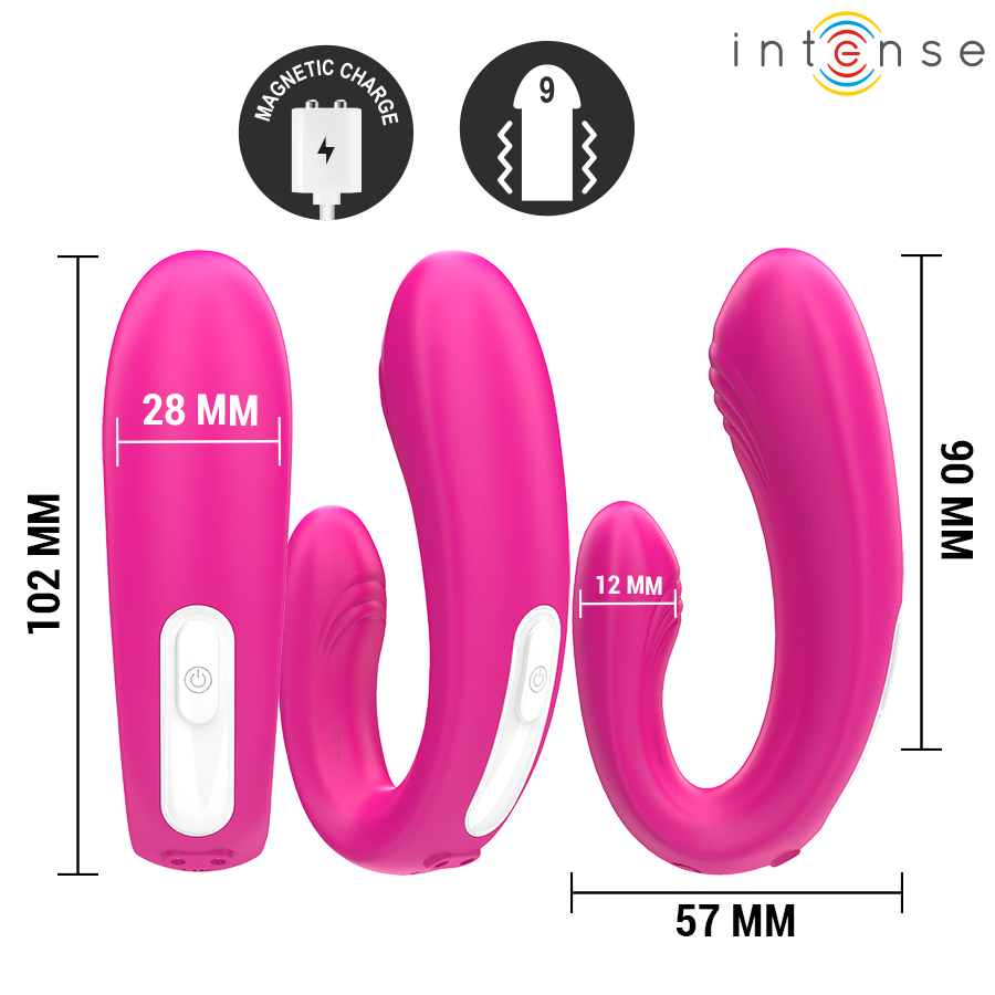 INTENSE - JANET DUAL STIMOLATORE E VIBRATORE A FORMA DI U CON TELECOMANDO ROSA - INTENSE COUPLES TOYS | Lingerie Harness Boutique