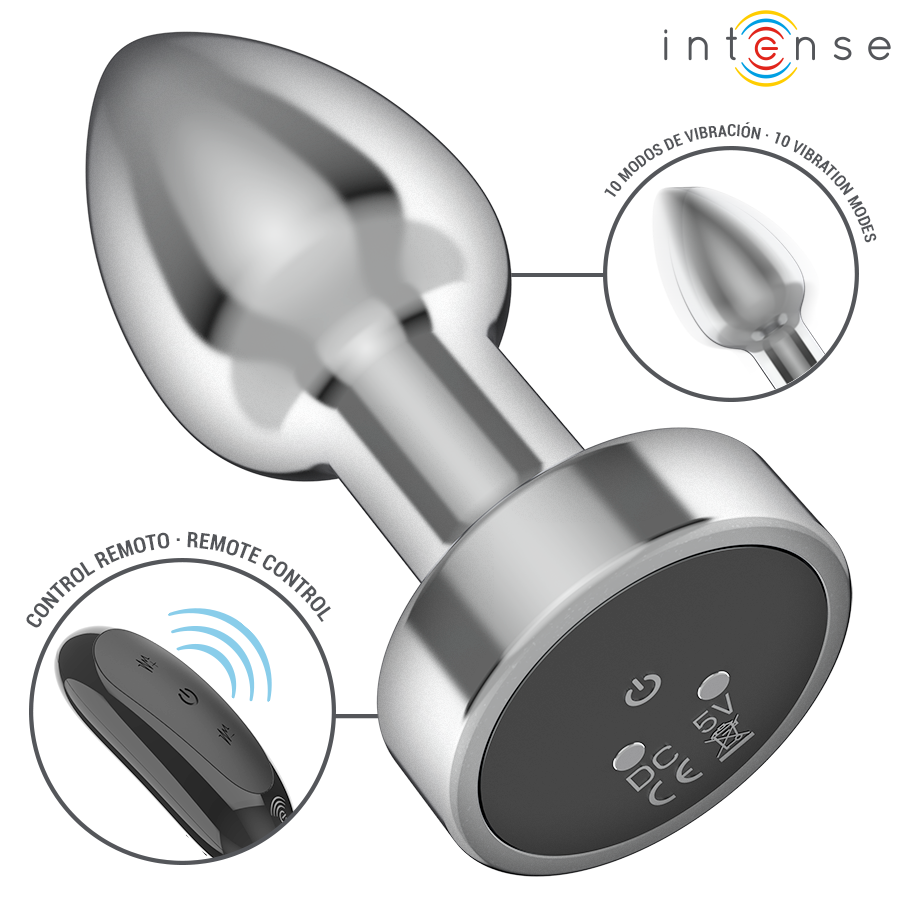 INTENSE - PLUG ANALE 10 VIBRAZIONI METALLO CON TELECOMANDO S - INTENSE ANAL TOYS | Lingerie Harness Boutique