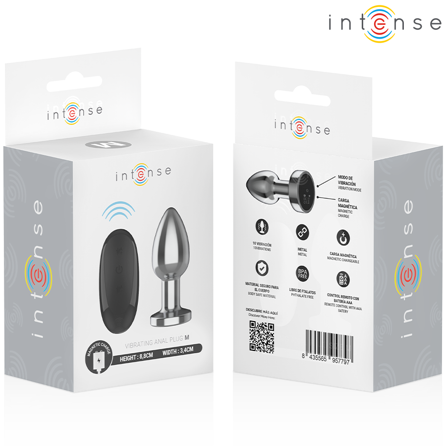 INTENSE - PLUG ANALE 10 VIBRAZIONI METALLO CON TELECOMANDO M - INTENSE ANAL TOYS | Lingerie Harness Boutique
