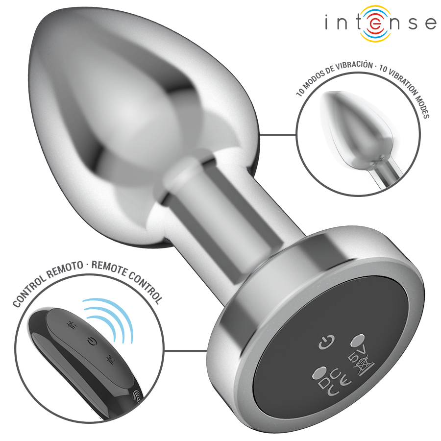 INTENSE - PLUG ANALE 10 VIBRAZIONI METALLO CON TELECOMANDO M - INTENSE ANAL TOYS | Lingerie Harness Boutique