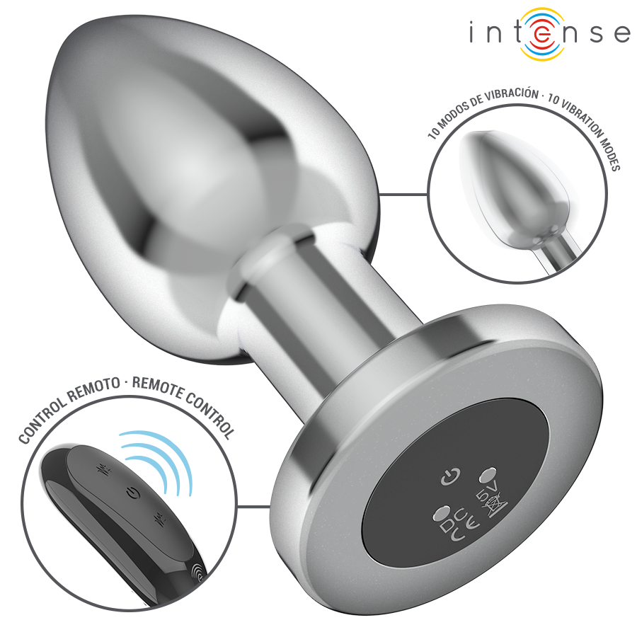 INTENSE - PLUG ANALE 10 VIBRAZIONI METALLO CON TELECOMANDO L - INTENSE ANAL TOYS | Lingerie Harness Boutique