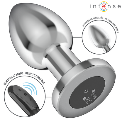 INTENSE - PLUG ANALE 10 VIBRAZIONI METALLO CON TELECOMANDO L - INTENSE ANAL TOYS | Lingerie Harness Boutique