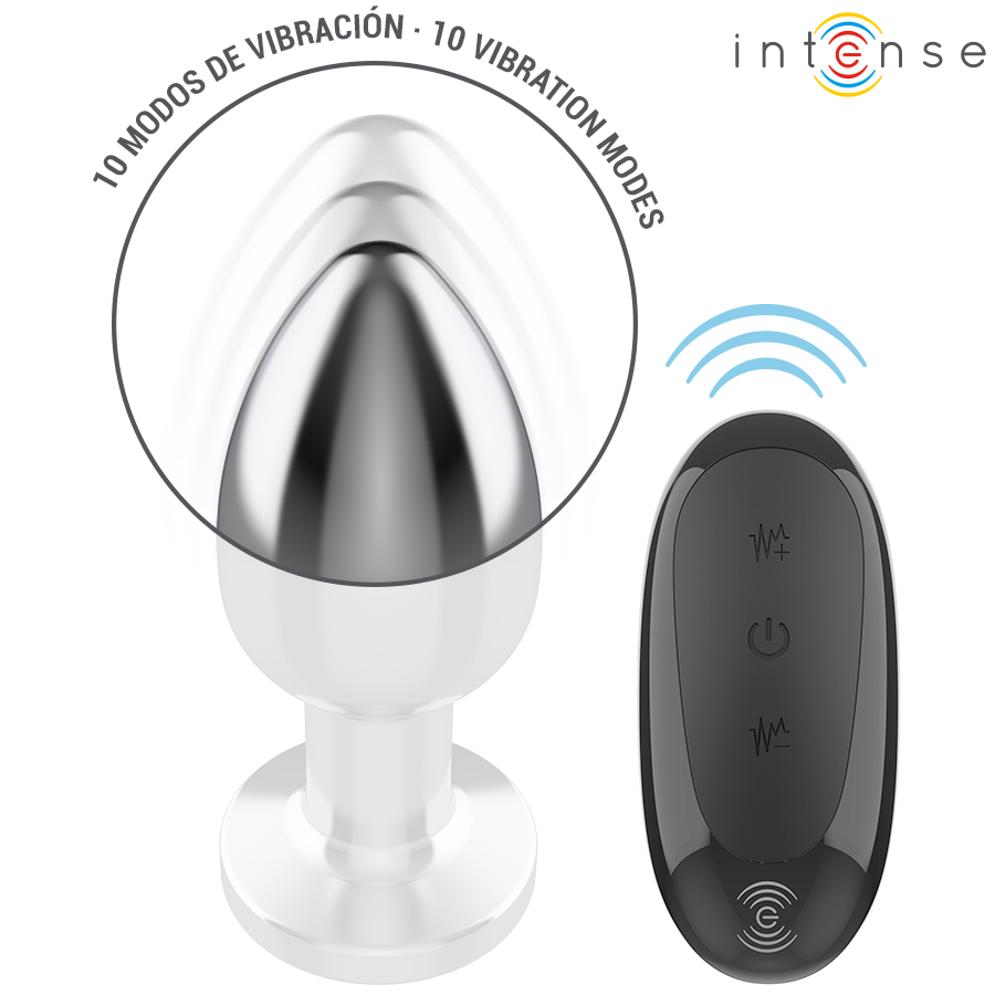 INTENSE - PLUG ANALE 10 VIBRAZIONI METALLO CON TELECOMANDO L - INTENSE ANAL TOYS | Lingerie Harness Boutique