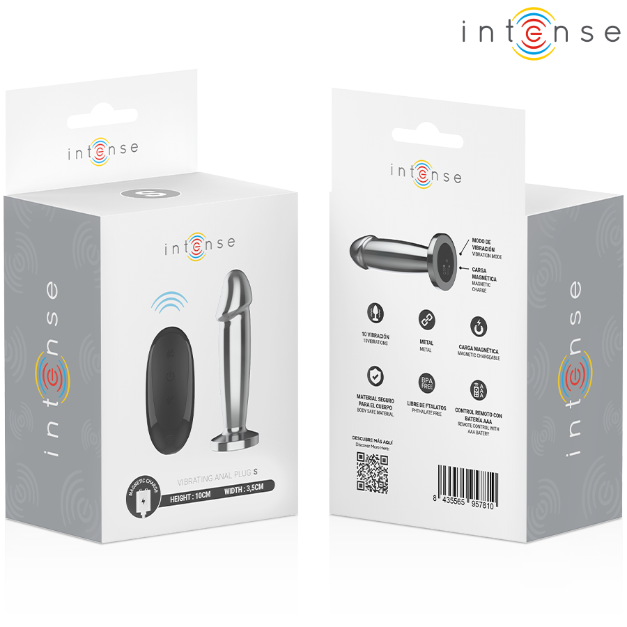 INTENSE - ANAL PLUG 10 VIBRAZIONI DILDO METALLO CON TELECOMANDO S - INTENSE ANAL TOYS | Lingerie Harness Boutique