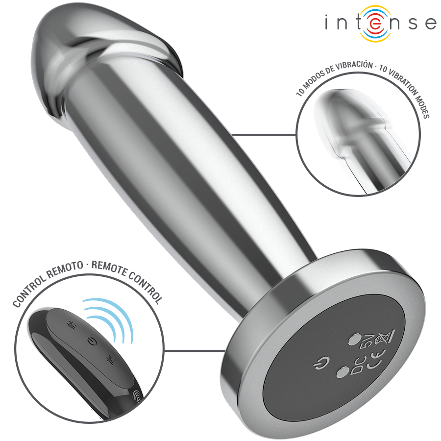 INTENSE - ANAL PLUG 10 VIBRAZIONI DILDO METALLO CON TELECOMANDO S - INTENSE ANAL TOYS | Lingerie Harness Boutique