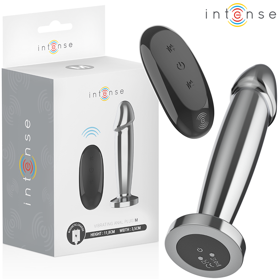 INTENSE - ANAL PLUG 10 VIBRAZIONI DILDO METALLO CON TELECOMANDO M - INTENSE ANAL TOYS | Lingerie Harness Boutique