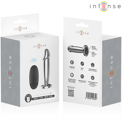INTENSE - ANAL PLUG 10 VIBRAZIONI DILDO METALLO CON TELECOMANDO M - INTENSE ANAL TOYS | Lingerie Harness Boutique