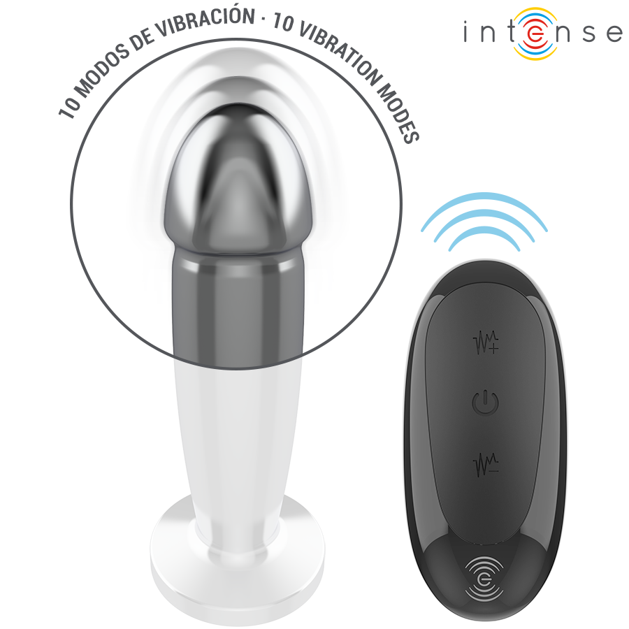 INTENSE - ANAL PLUG 10 VIBRAZIONI DILDO METALLO CON TELECOMANDO M - INTENSE ANAL TOYS | Lingerie Harness Boutique