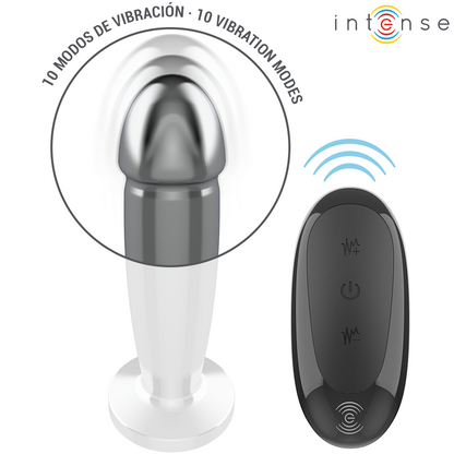 INTENSE - ANAL PLUG 10 VIBRAZIONI DILDO METALLO CON TELECOMANDO M - INTENSE ANAL TOYS | Lingerie Harness Boutique