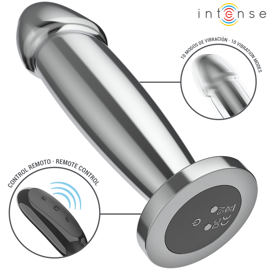 INTENSE - ANAL PLUG 10 VIBRAZIONI DILDO METALLO CON TELECOMANDO M - INTENSE ANAL TOYS | Lingerie Harness Boutique