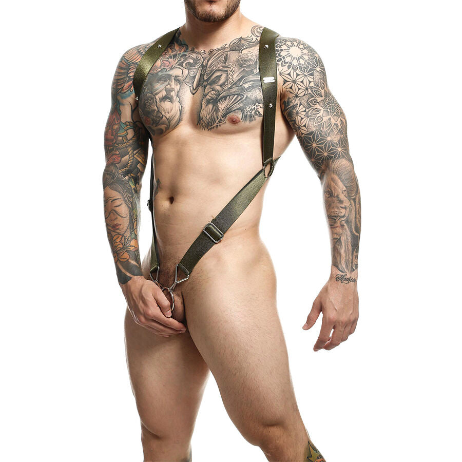 MOB - DNGEON IMBRACATURA A CROCE VERDE TAGLIA UNICA - MOB | Lingerie Harness Boutique