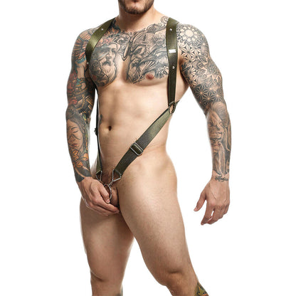 MOB - DNGEON IMBRACATURA A CROCE VERDE TAGLIA UNICA - MOB | Lingerie Harness Boutique