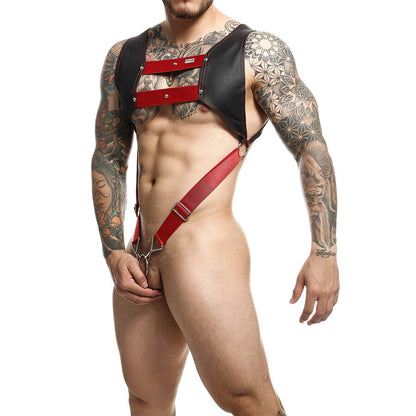 MOB - IMBRACATURA DNGEON CON ANELLO ROSSO PER PENE TAGLIA UNICA - MOB | Lingerie Harness Boutique