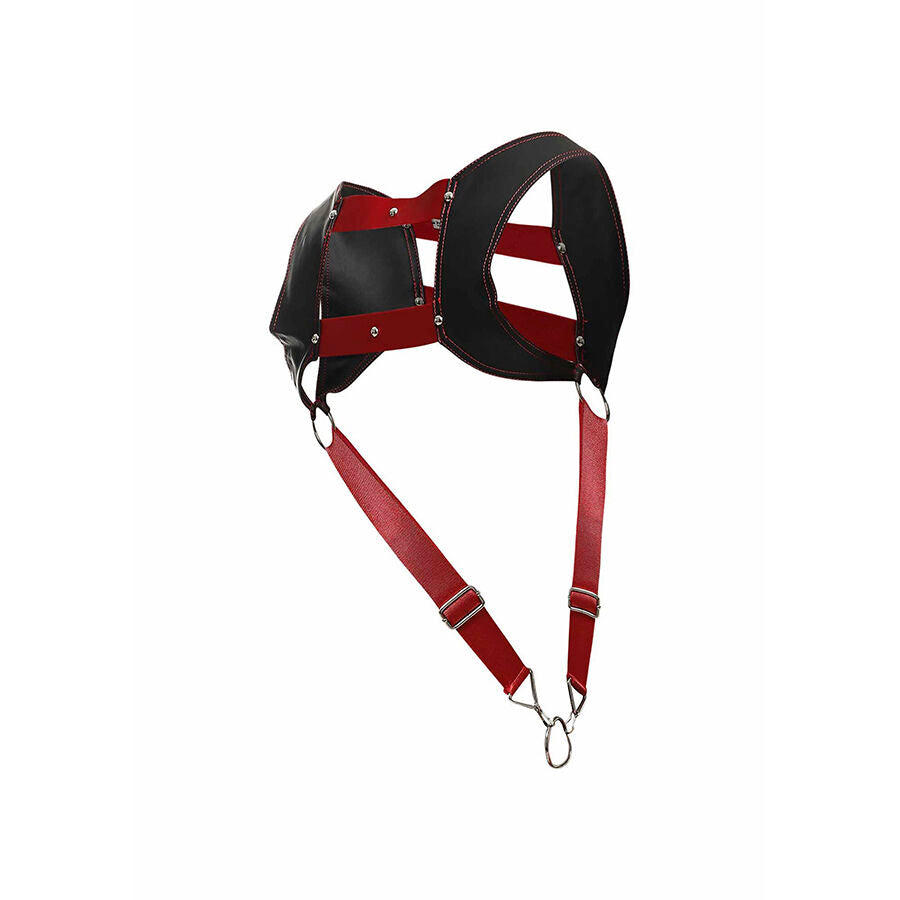 MOB - IMBRACATURA DNGEON CON ANELLO ROSSO PER PENE TAGLIA UNICA - MOB | Lingerie Harness Boutique