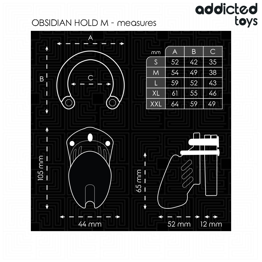 ADDICTED TOYS LOCKED - GABBIA PER PENE OBSIDIAN HOLD TAGLIA M - ADDICTED TOYS LOCKED | Lingerie Harness Boutique