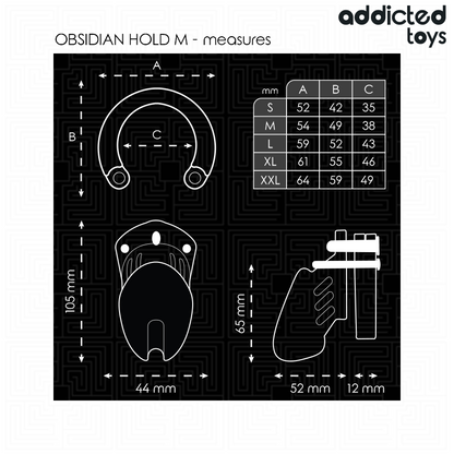 ADDICTED TOYS LOCKED - GABBIA PER PENE OBSIDIAN HOLD TAGLIA M - ADDICTED TOYS LOCKED | Lingerie Harness Boutique