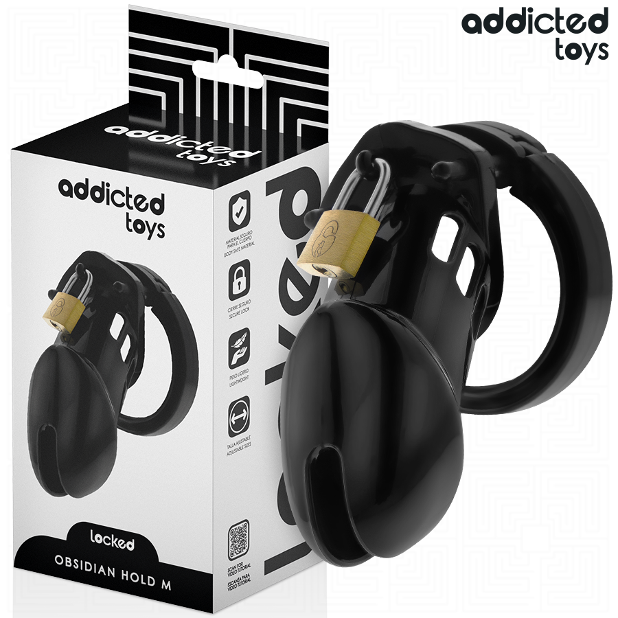 ADDICTED TOYS LOCKED - GABBIA PER PENE OBSIDIAN HOLD TAGLIA M - ADDICTED TOYS LOCKED | Lingerie Harness Boutique