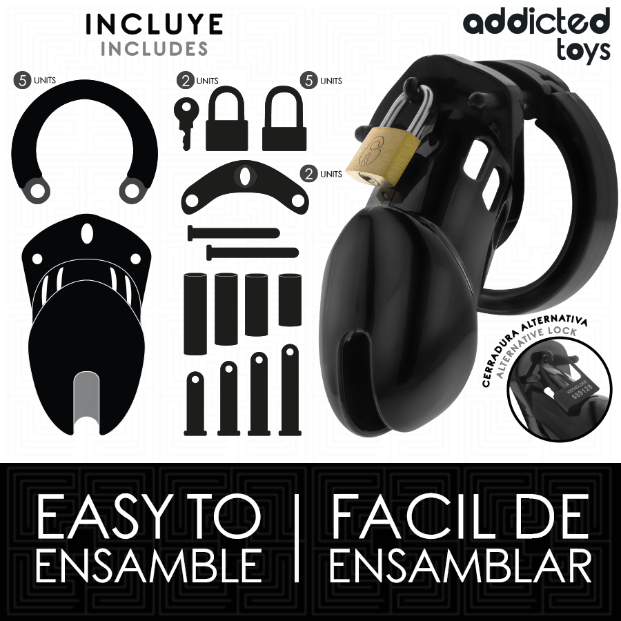 ADDICTED TOYS LOCKED - GABBIA PER PENE OBSIDIAN HOLD TAGLIA M - ADDICTED TOYS LOCKED | Lingerie Harness Boutique