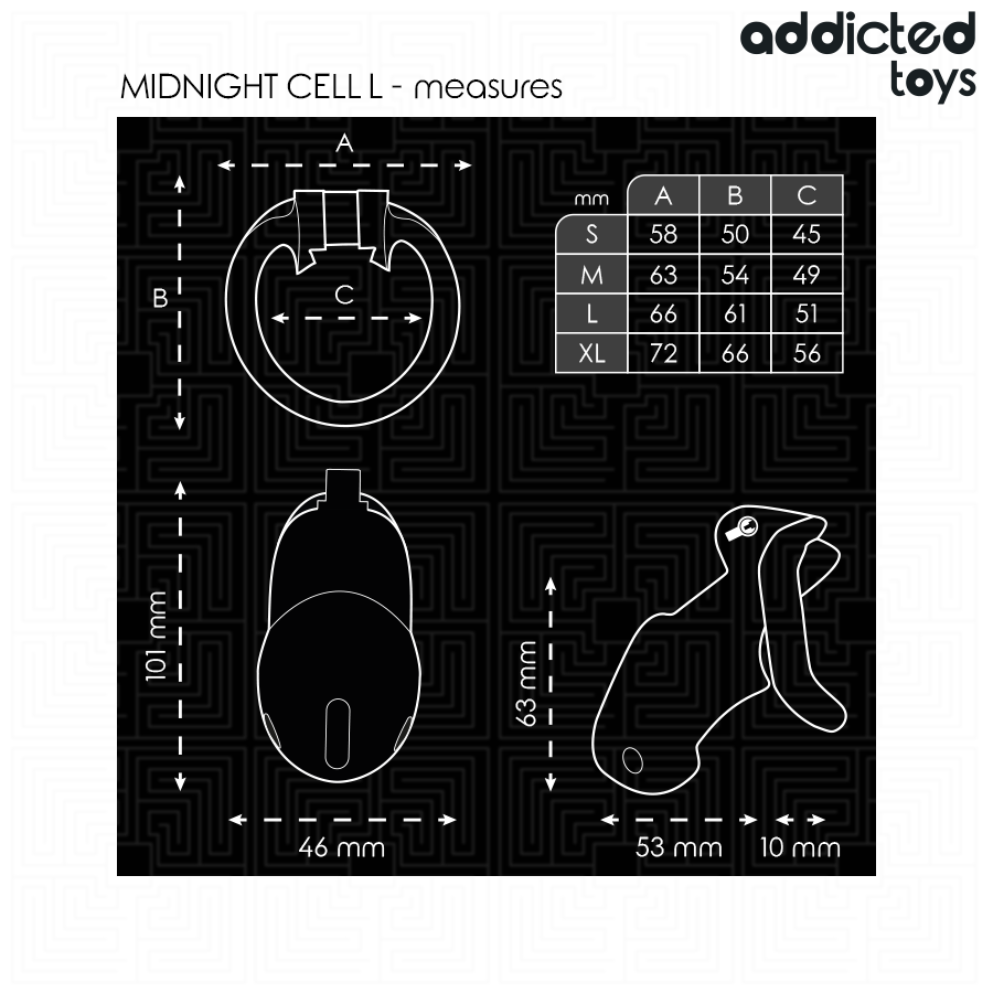 ADDICTED TOYS LOCKED - MINDNIGHT CELL GABBIA PER PENE TAGLIA L - ADDICTED TOYS LOCKED | Lingerie Harness Boutique