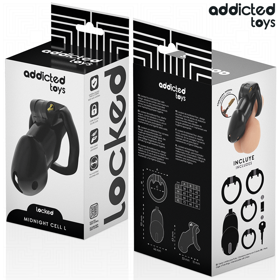 ADDICTED TOYS LOCKED - MINDNIGHT CELL GABBIA PER PENE TAGLIA L - ADDICTED TOYS LOCKED | Lingerie Harness Boutique