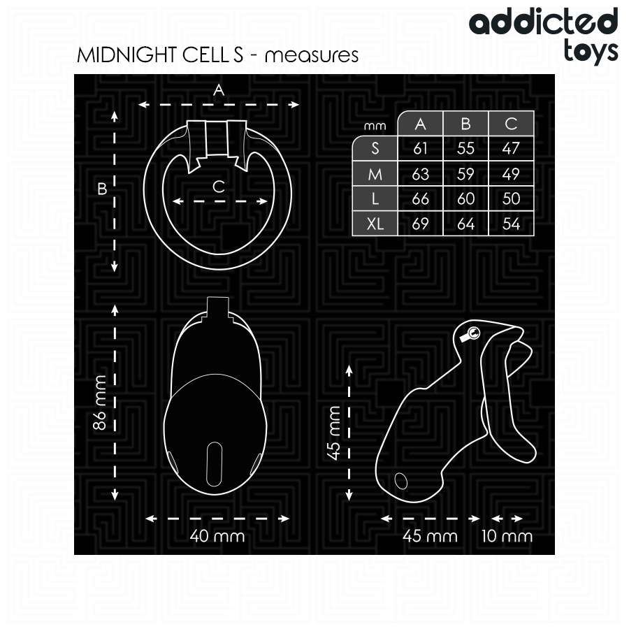 ADDICTED TOYS LOCKED- MINDNIGHT CELL GABBIA PER PENE TAGLIA S 4.8 CM - ADDICTED TOYS LOCKED | Lingerie Harness Boutique