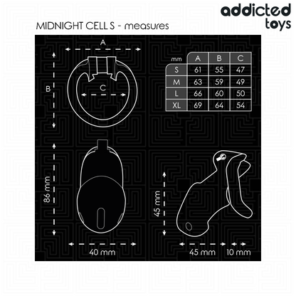 ADDICTED TOYS LOCKED- MINDNIGHT CELL GABBIA PER PENE TAGLIA S 4.8 CM - ADDICTED TOYS LOCKED | Lingerie Harness Boutique