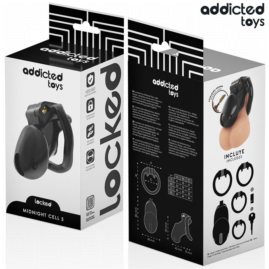 ADDICTED TOYS LOCKED- MINDNIGHT CELL GABBIA PER PENE TAGLIA S 4.8 CM - ADDICTED TOYS LOCKED | Lingerie Harness Boutique