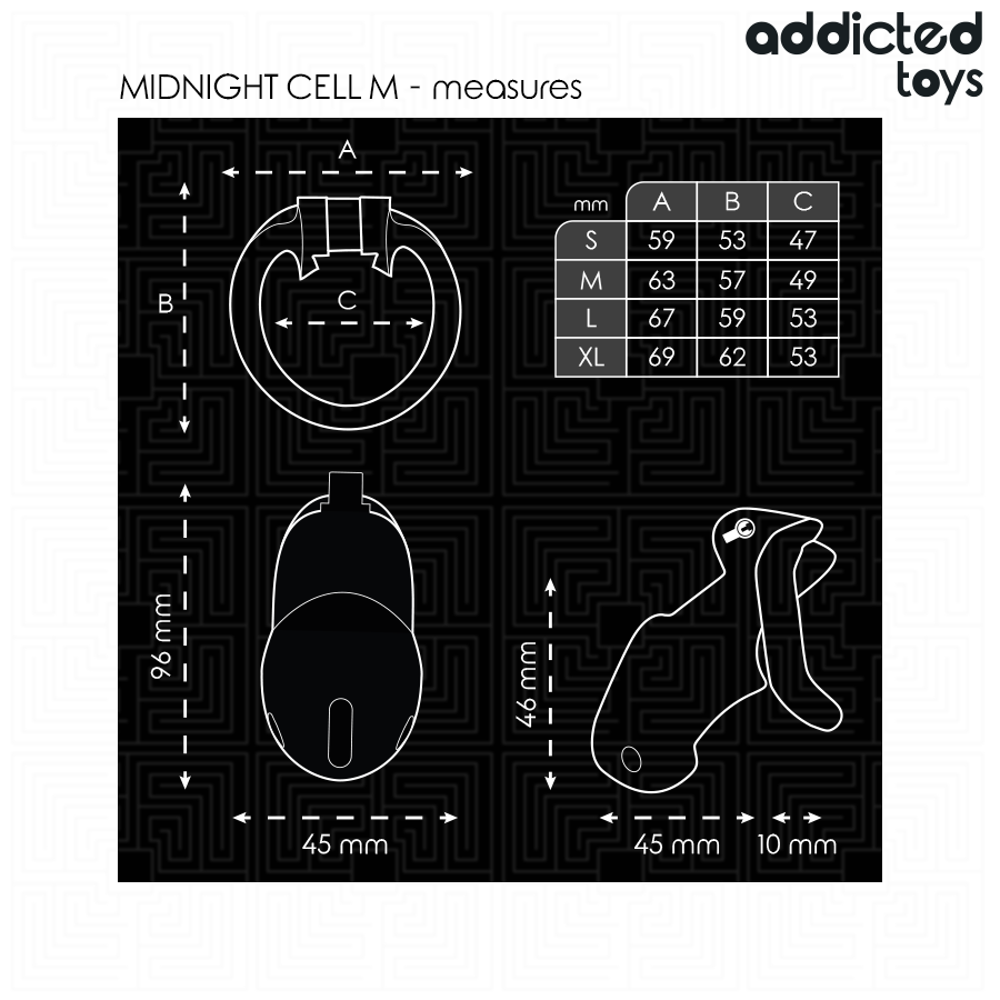 ADDICTED TOYS LOCKED - MINDNIGHT CELL GABBIA PER PENE 4.2 CM TAGLIA M - ADDICTED TOYS LOCKED | Lingerie Harness Boutique