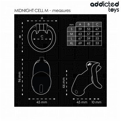 ADDICTED TOYS LOCKED - MINDNIGHT CELL GABBIA PER PENE 4.2 CM TAGLIA M - ADDICTED TOYS LOCKED | Lingerie Harness Boutique