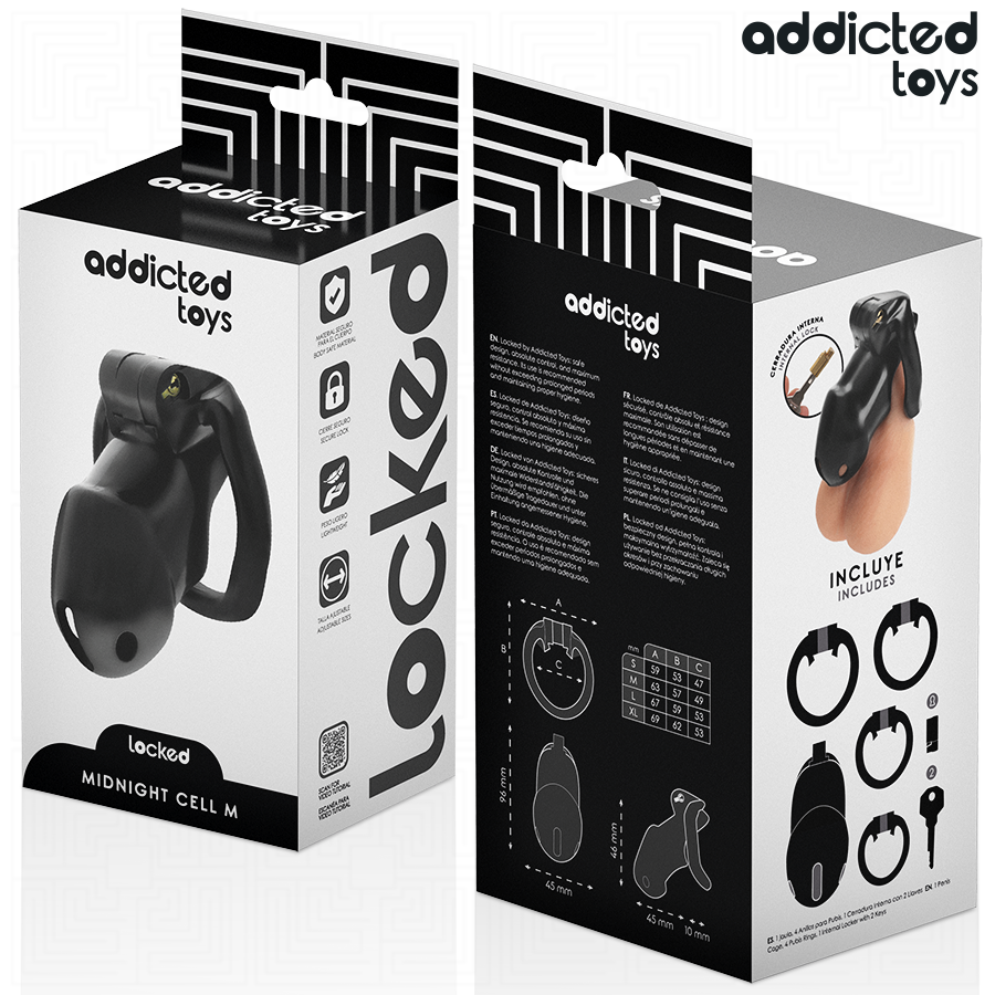 ADDICTED TOYS LOCKED - MINDNIGHT CELL GABBIA PER PENE 4.2 CM TAGLIA M - ADDICTED TOYS LOCKED | Lingerie Harness Boutique