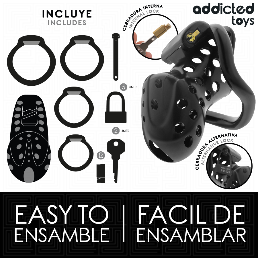 ADDICTED TOYS LOCKED - GABBIA PER PENE CAVA CON CATENA 10,5 CM - ADDICTED TOYS LOCKED | Lingerie Harness Boutique