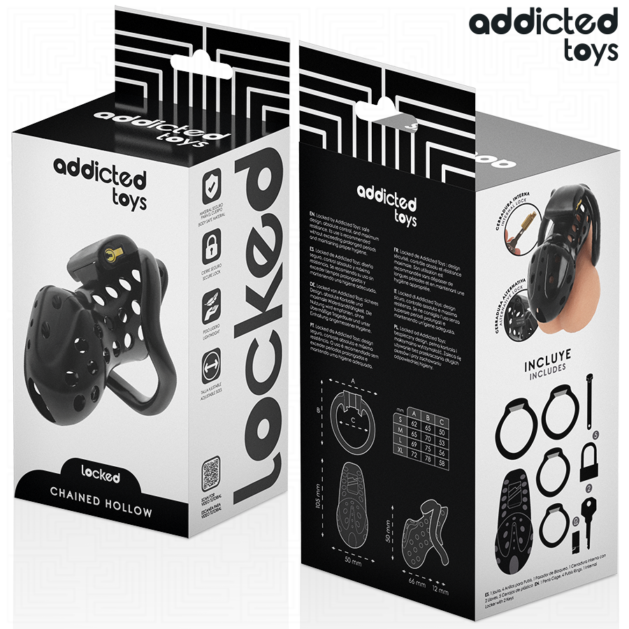 ADDICTED TOYS LOCKED - GABBIA PER PENE CAVA CON CATENA 10,5 CM - ADDICTED TOYS LOCKED | Lingerie Harness Boutique