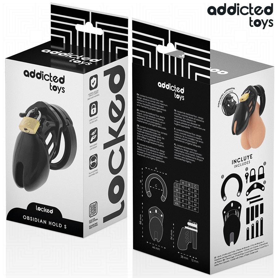 ADDICTED TOYS LOCKED - GABBIA PER PENE OBSIDIAN HOLD TAGLIA S - ADDICTED TOYS LOCKED | Lingerie Harness Boutique