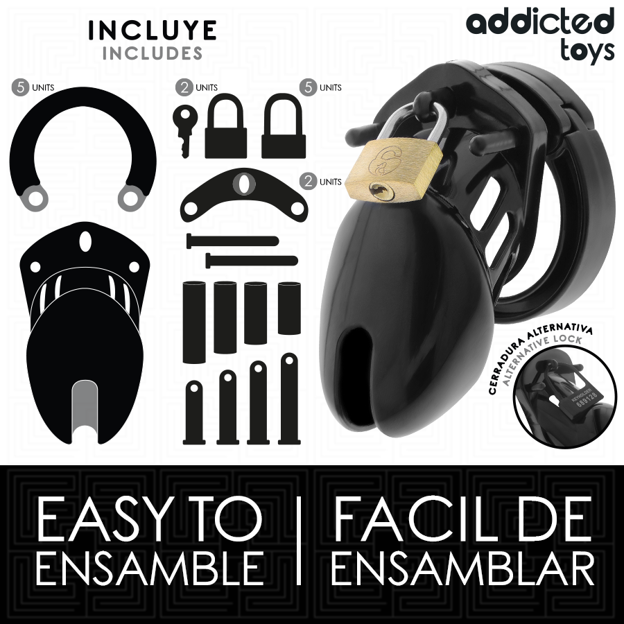 ADDICTED TOYS LOCKED - GABBIA PER PENE OBSIDIAN HOLD TAGLIA S - ADDICTED TOYS LOCKED | Lingerie Harness Boutique