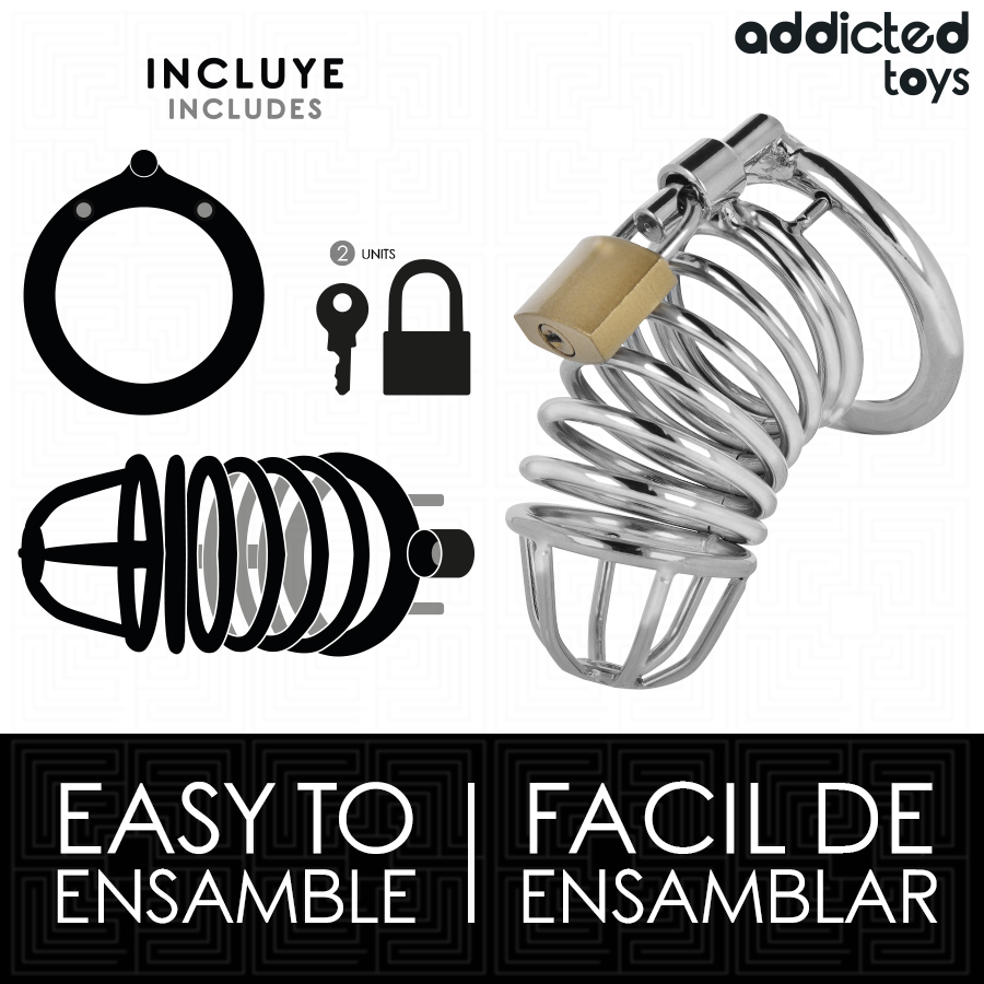 ADDICTED TOYS LOCKED - GABBIA PER PENE IN METALLO CON CELLULE DI FERRO TAGLIA M - ADDICTED TOYS LOCKED | Lingerie Harness Boutique