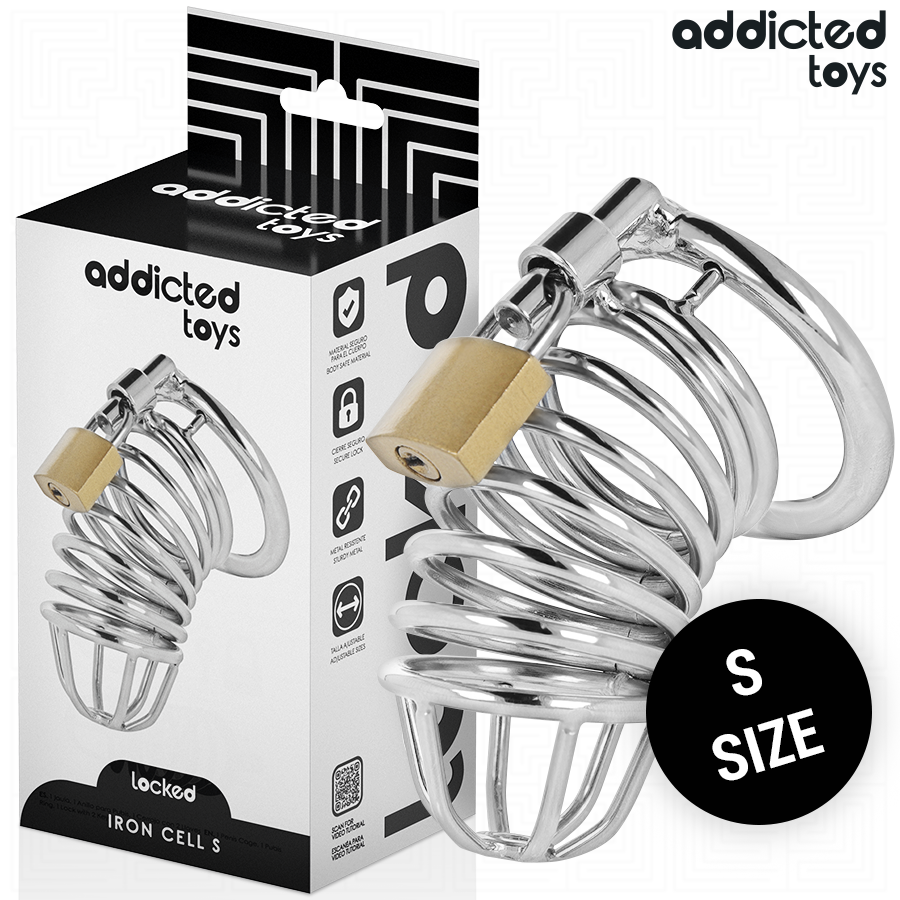 ADDICTED TOYS LOCKED - GABBIA PER PENE IN METALLO CON CELLULE DI FERRO 4 CM TAGLIA S - ADDICTED TOYS LOCKED | Lingerie Harness Boutique