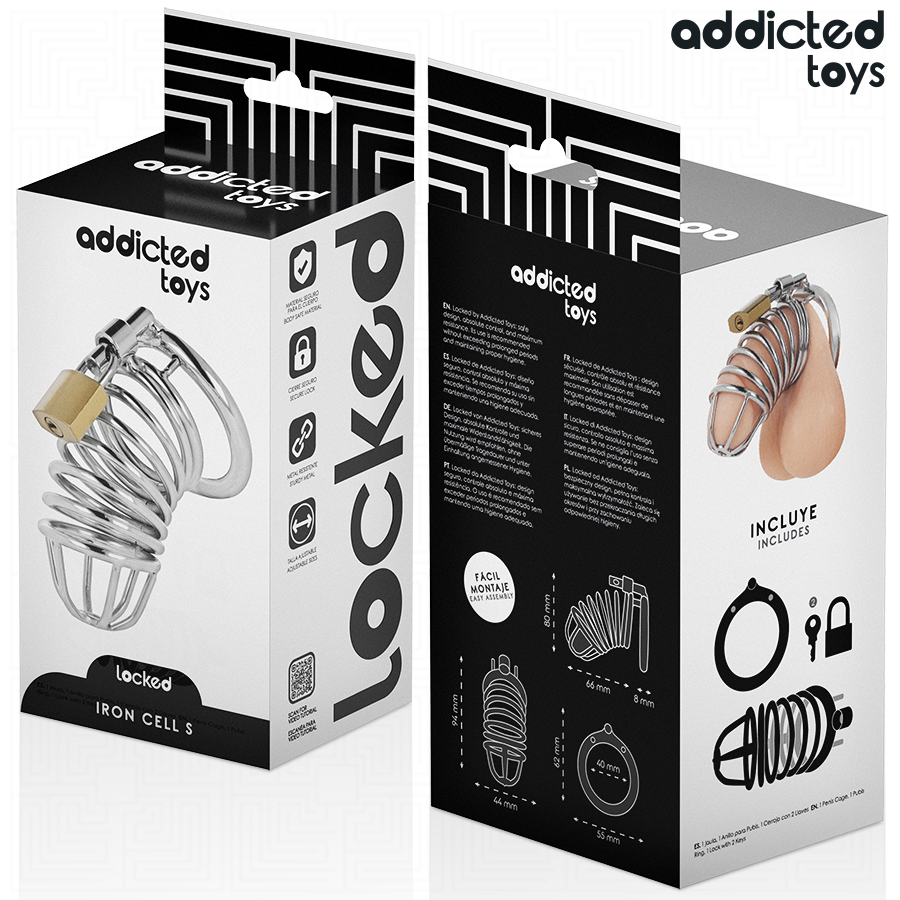 ADDICTED TOYS LOCKED - GABBIA PER PENE IN METALLO CON CELLULE DI FERRO 4 CM TAGLIA S - ADDICTED TOYS LOCKED | Lingerie Harness Boutique
